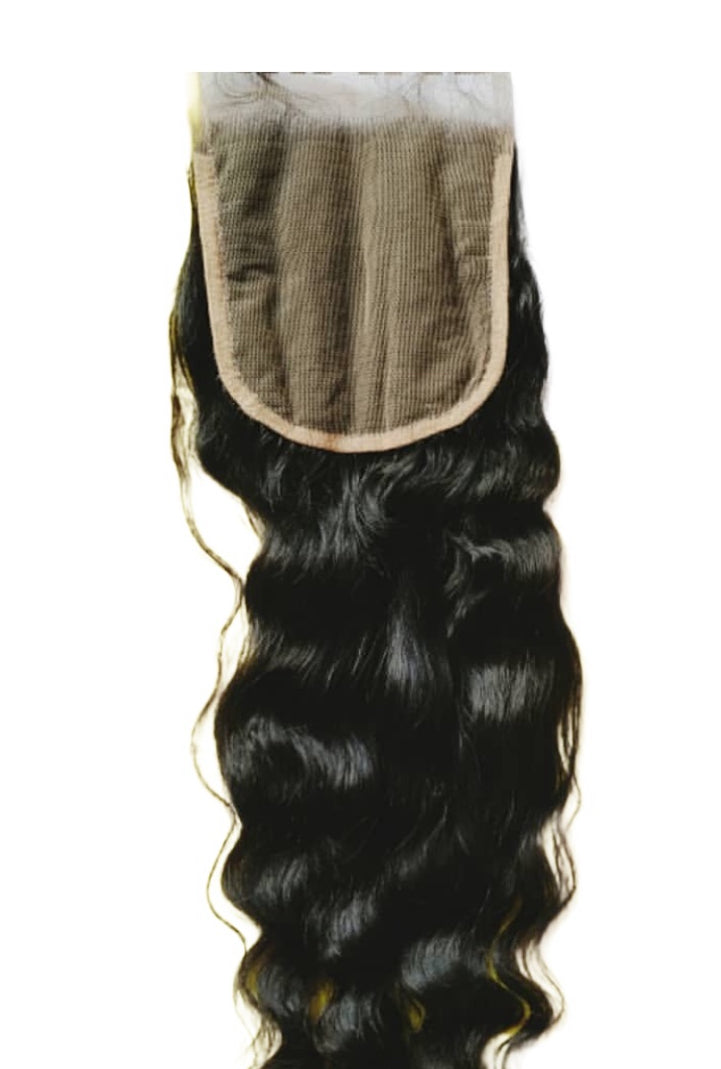 22 inch Premium Raw Wavy Indian Hair 4x4 Closure - No Shedding, No Tangles, Natural Hairline